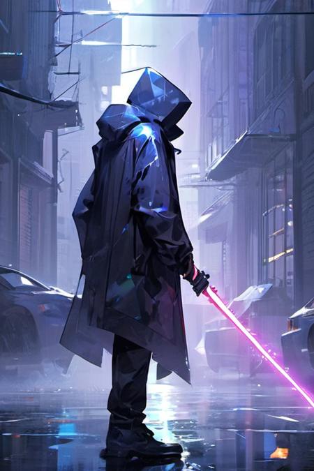 02071-4132438475-1man wear holographic clothing,(a dilapidated city_0.8),(a foggy and rainy night_0.9),holding a laser sword,(black_cloud_0.5),(t.jpg